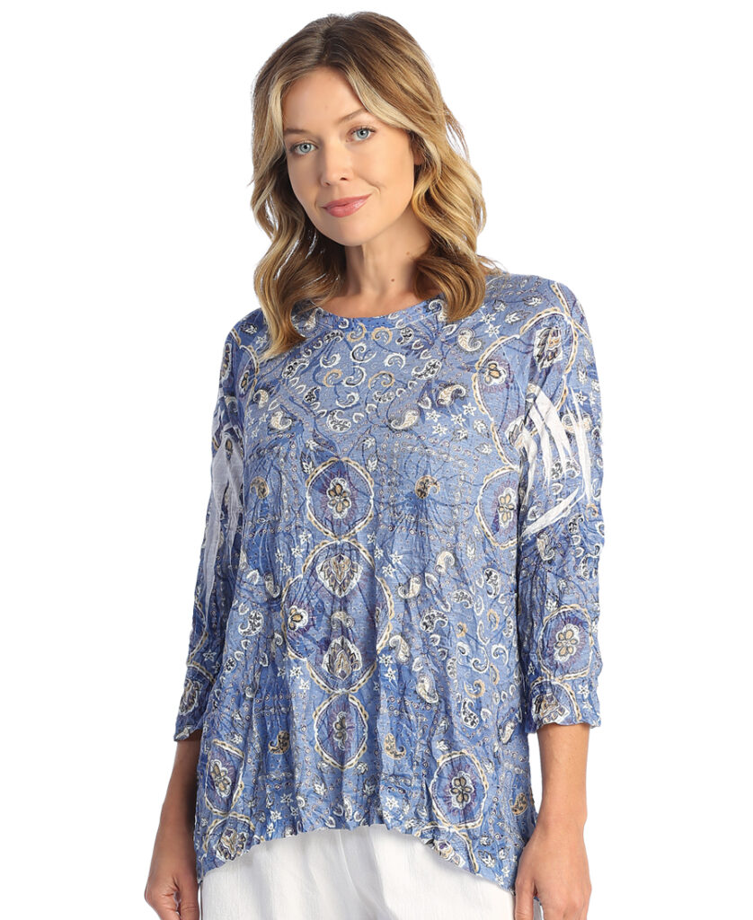 Jess & Jane Plus Size Multi Crinkle Blue Moon Top RC2-1678X