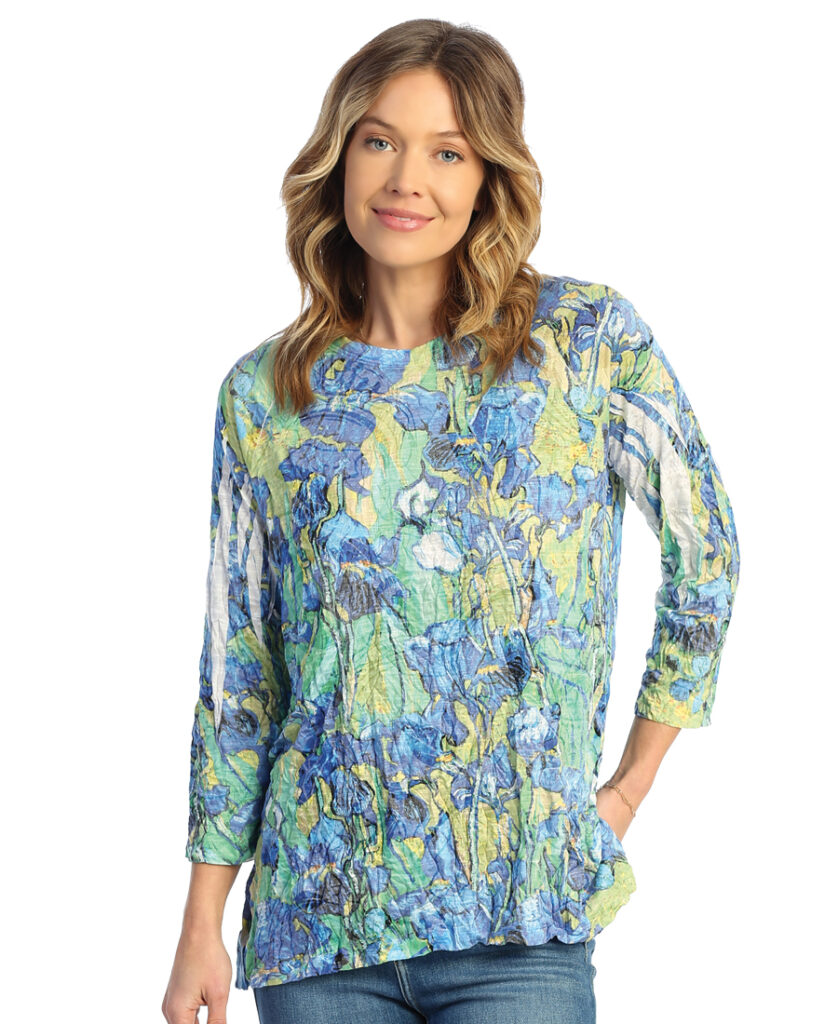 Jess & Jane Plus Size Multi Crinkle Irises Top RC2-1724X