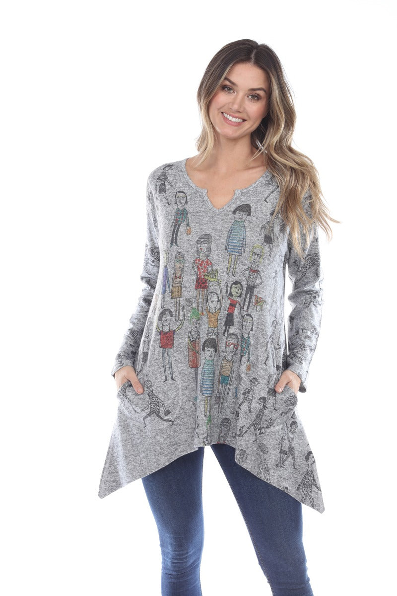 Inoah Grey Flash Mob Top T804BG-W81