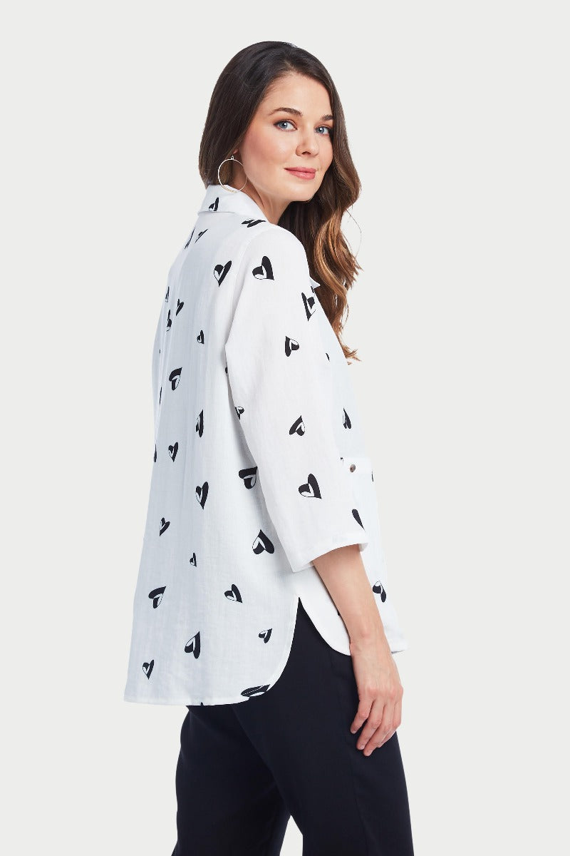 Fridaze Plus Size White Hearts Madeleine Jacket AA285-CL9123