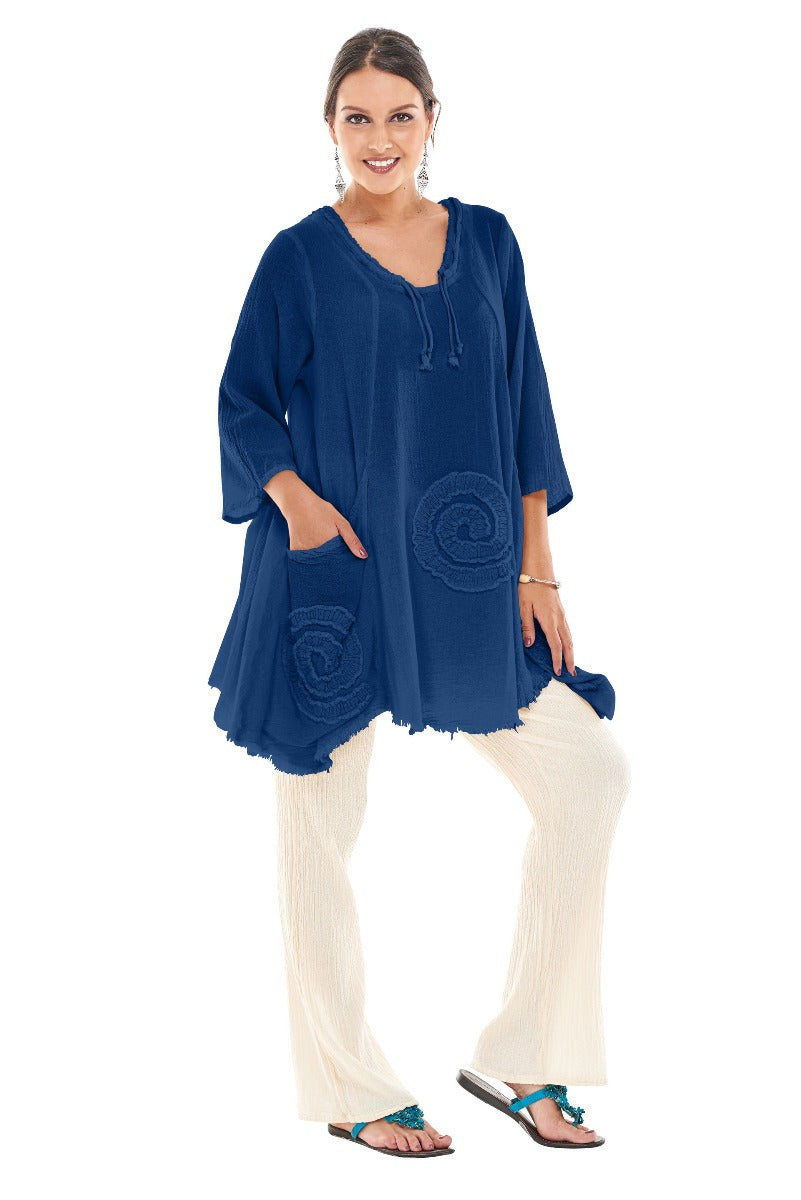 Oh My Gauze Sapphire Circle Pullover Tunic